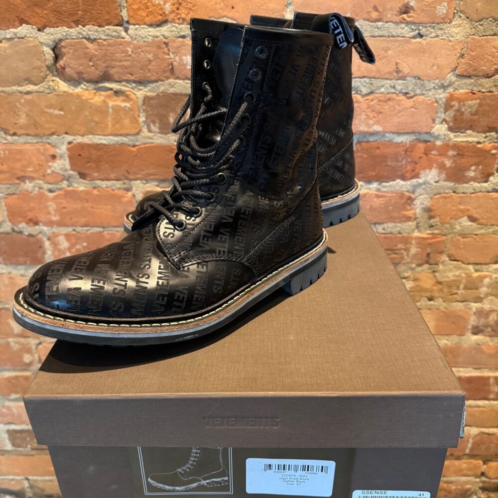 Vetements x Church’s Combat Boots – Black Rois Calf Leather Size 41 (US 8)